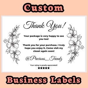 Custom Business Labels | 50 PCS | Thermal Labels | Black White | Stickers